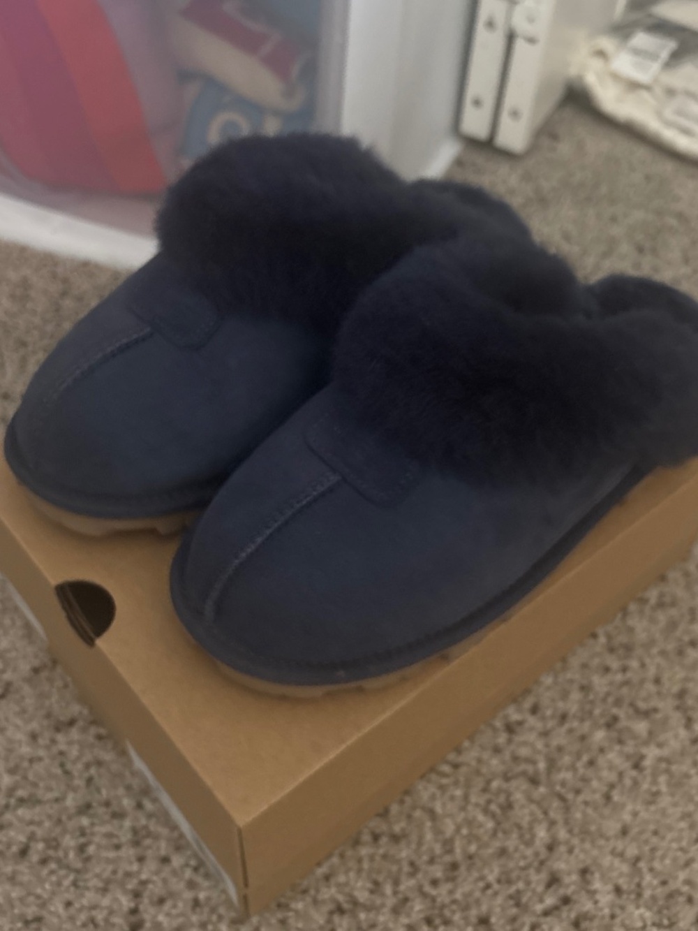 Ugg women’s navy slippers new with box size 8